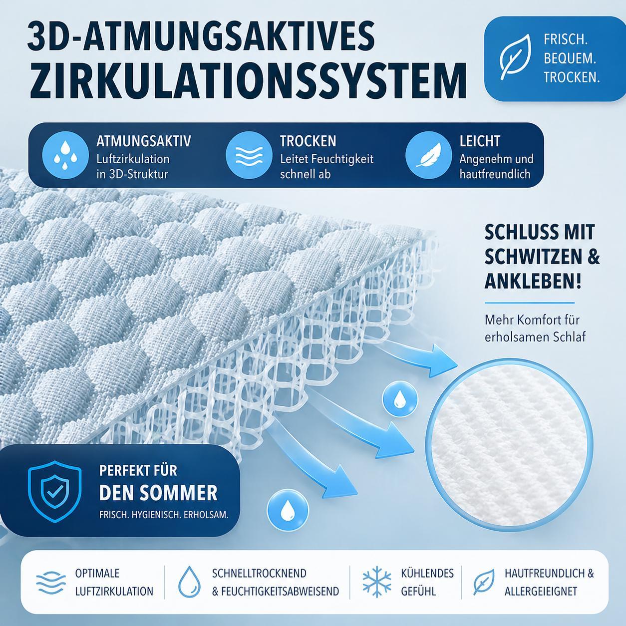 Kühles Kopfkissen Ergonomisch Atmungsaktiv Sommer Kissen Nackenkissen Weich für alle Schlafpositionen Komfort Schlafkissen YaLiva_Decor®