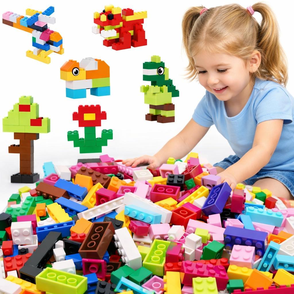Baustein Set 1000 Stück Baustein Mix Klemmbaustein Mix Bauklötze Bricks Zufällige Steine Kinder Bauset Kreativ Bauen