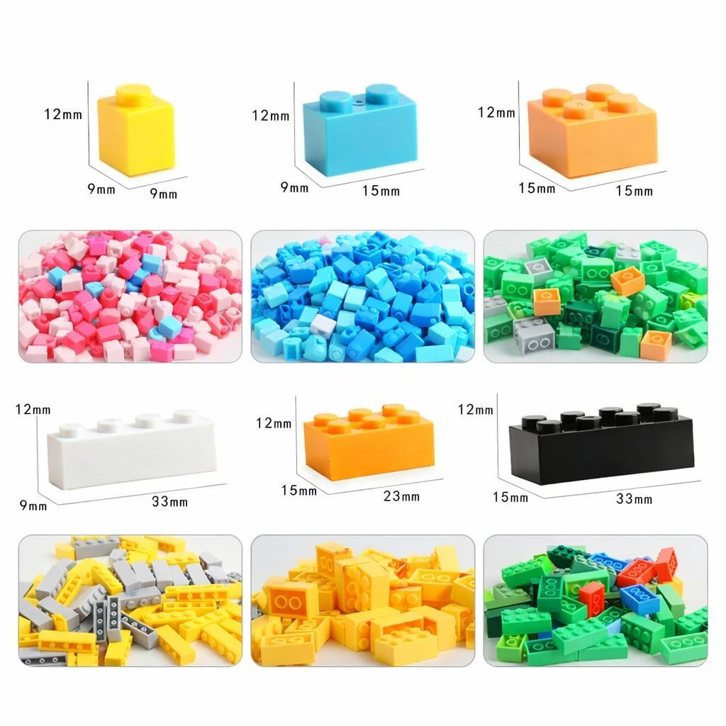 Baustein Set 500 Stück Mix l Bausteine für Kinder Kreatives Bauen Verschiedene Steine Farben Formen Lernspielzeug Bauset