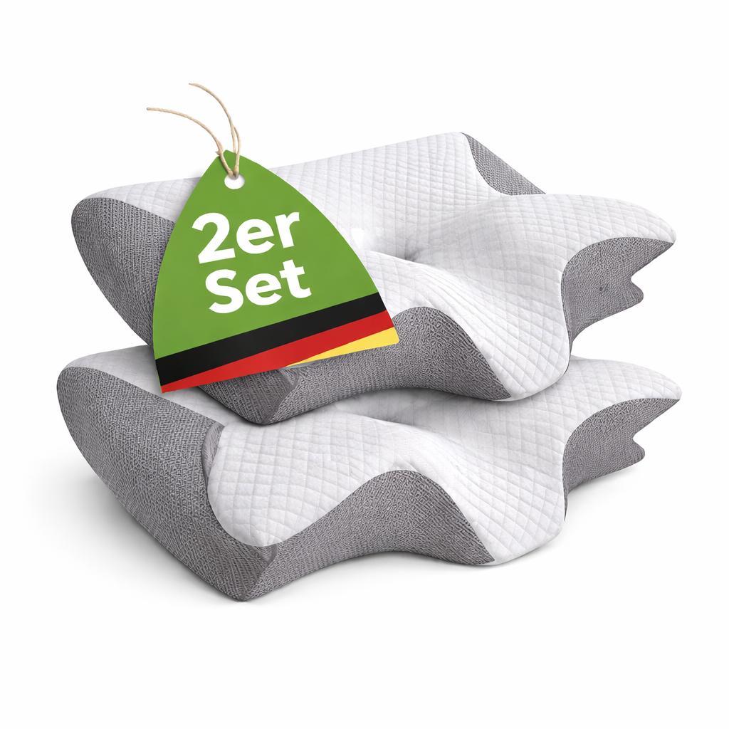 2 Stück Nackenkissen Kopfkissen Ergonomisches Orthopädisches Kissen Gegen Nackenschmerzen Memory Foam Kissen Seitenschläfer Grau YaLiva_Decor®