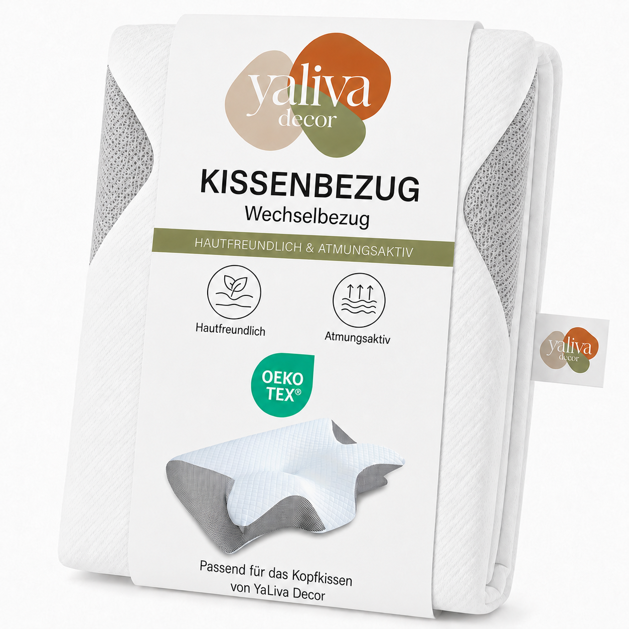 YaLiva_Decor® Ergonomischer Kissenbezug Weiß Grau l Bezug Für Orthopädisches Nackenkissen Ersatzbezug Weich Atmungsaktiv