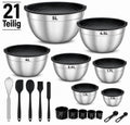 Salatschüssel Set 7 Stück Edelstahl Schüsseln mit Deckel 21 Teilig Rührschüssel Küchenschüssel Set mit Zubehör Kochschüssel YaLiva_Decor®