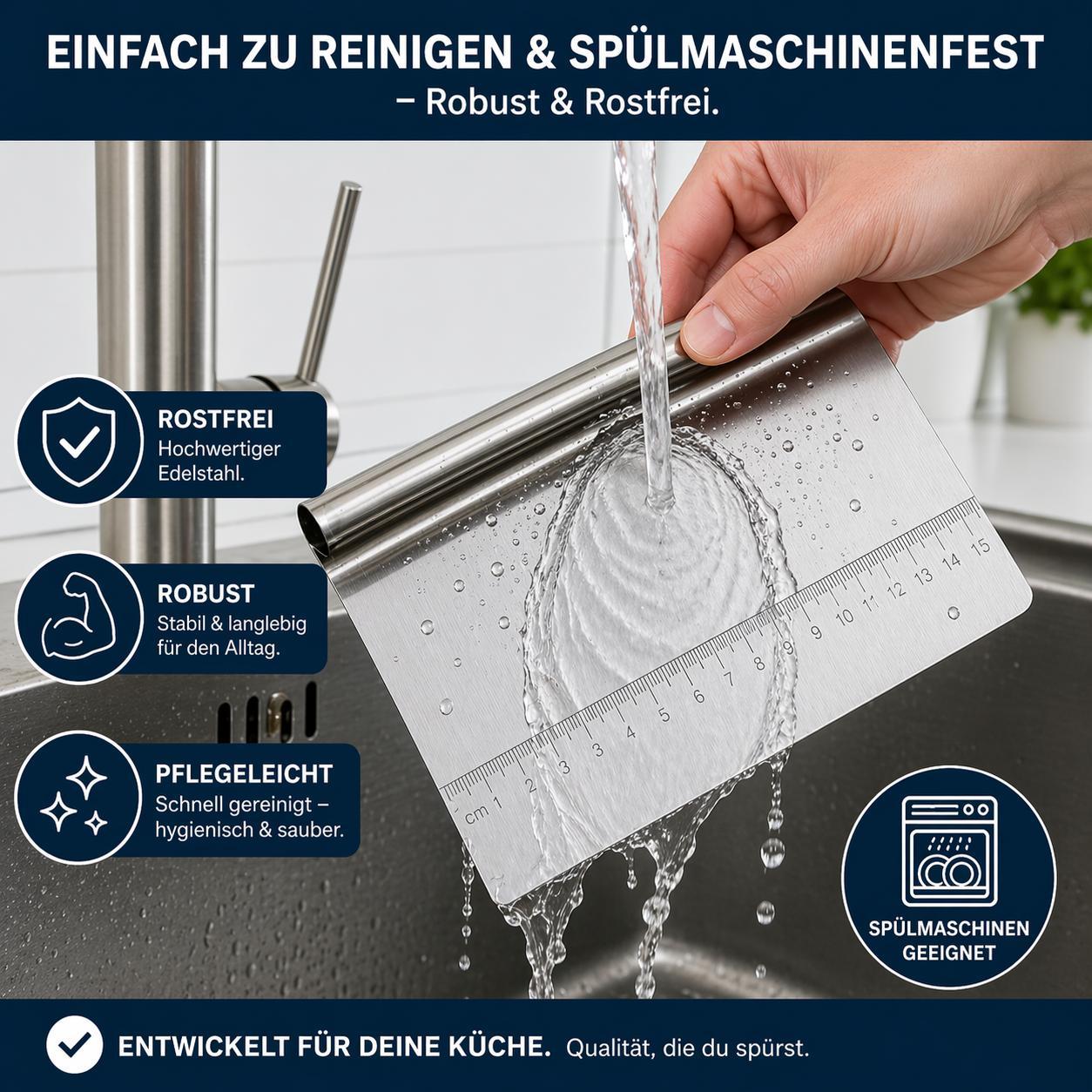 Edelstahl Teigschaber Teigkarte Teigschneider Teigspachtel Teigmesser Küchenhelfer Backzubehör 1 Stück Teigteiler Teigportionierer Teig Cutter