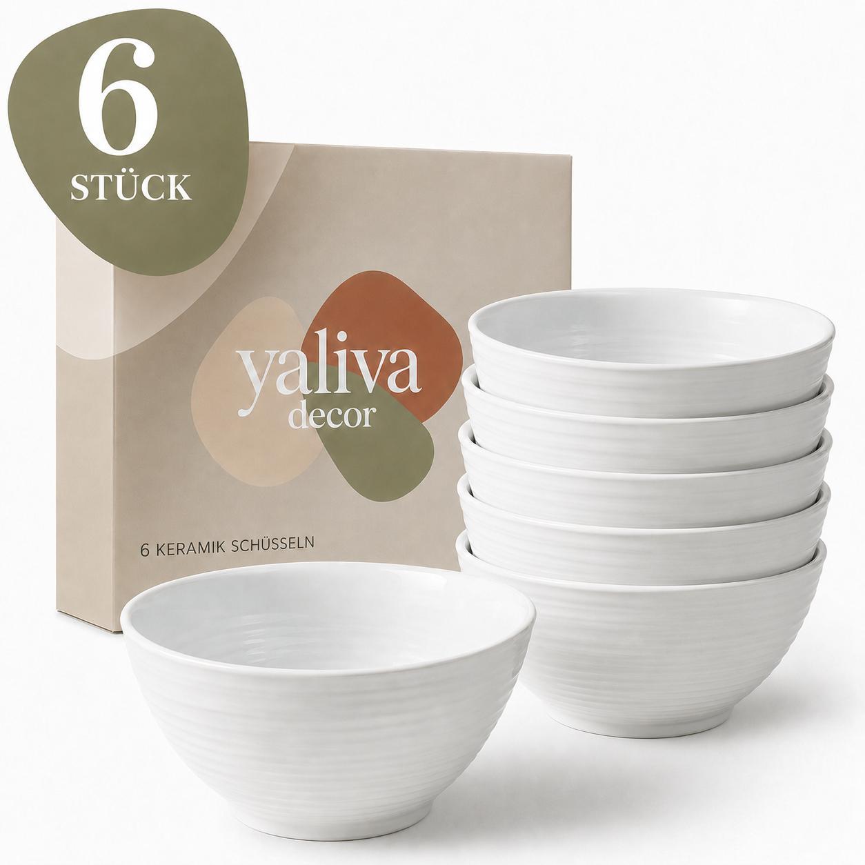 Schüssel Set 6 Stück Keramik Schüsseln 350 ml Schalen Dessertschalen 6er Set Müslischalen Suppenschalen Obstschalen Geschirr Set YaLiva_Decor®