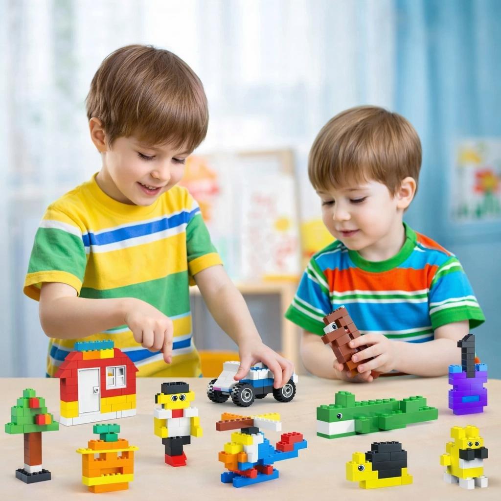 Baustein Set 2000 Stück Klemmbausteine Mix Bauset Bauklötze Bricks Zufällige Steine Kinder Kreativ Spielzeug Großpackung Bausteine Mix