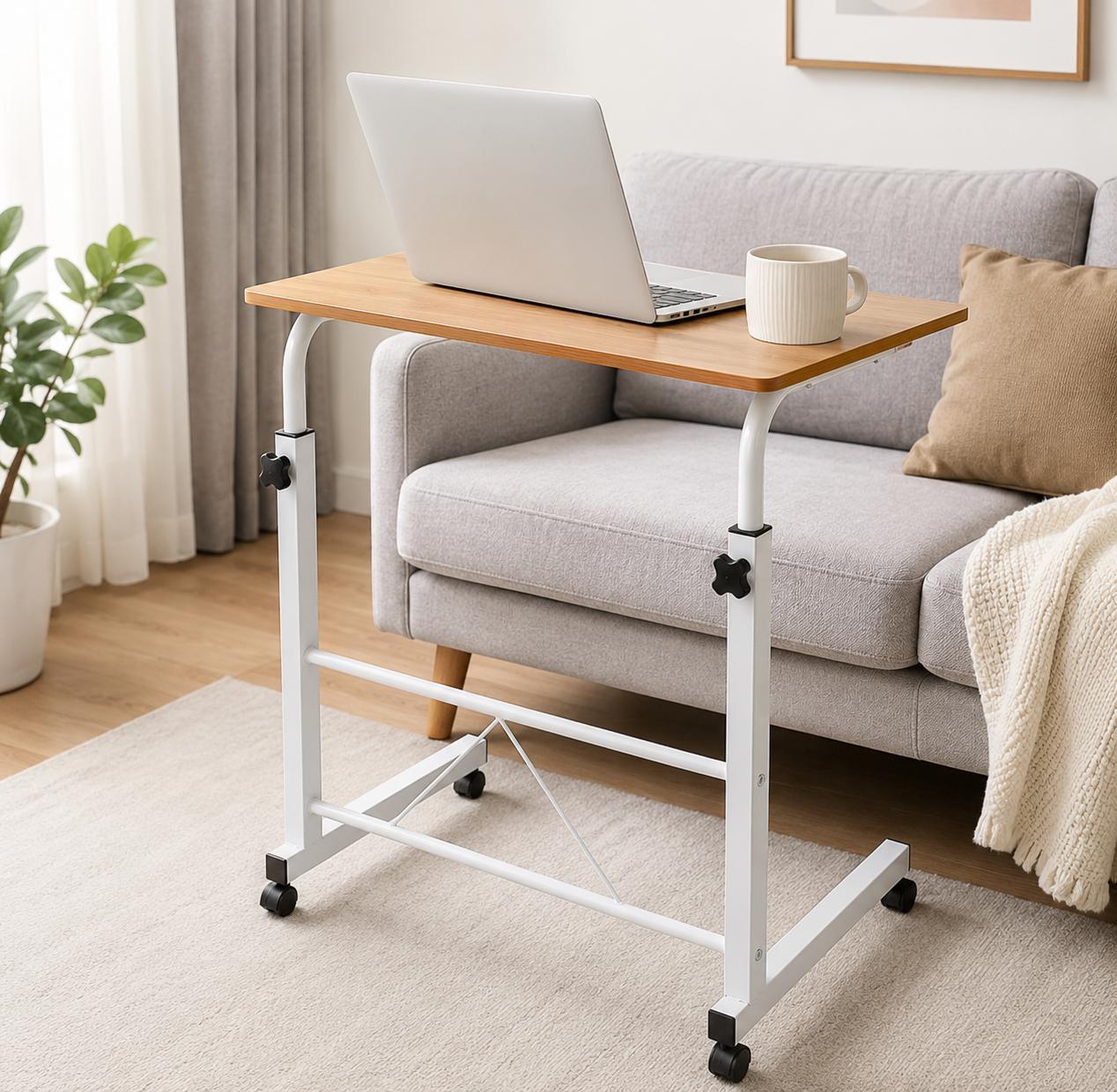 Laptoptisch Mobiler Schreibtisch Höhenverstellbar Beistelltisch 60x40cm Computertisch Notebooktisch mit Rollen Arbeitstisch Schreibtisch YaLiva_Decor®