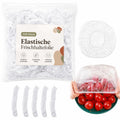 Frischhaltefolie mit Gummizug 200 Stück Elastische Frischhaltefolie Abdeckhauben Duschhauben Stretch Lebensmittel Abdeckung Schüsselabdeckungen