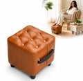 Hocker Fußhocker Sitzhocker Kunstleder Braun 30cm Fußablage Beinstütze Wohnzimmer YaLiva_Decor®
