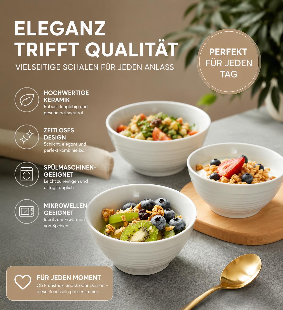 Schüssel Set 6 Stück Keramik Schüsseln 350 ml Schalen Dessertschalen 6er Set Müslischalen Suppenschalen Obstschalen Geschirr Set YaLiva_Decor®