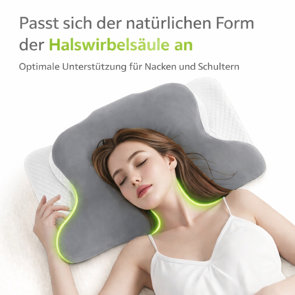 Ergonomisches Nackenkissen & Kopfkissen Hellgrau Memory Foam Orthopädisch