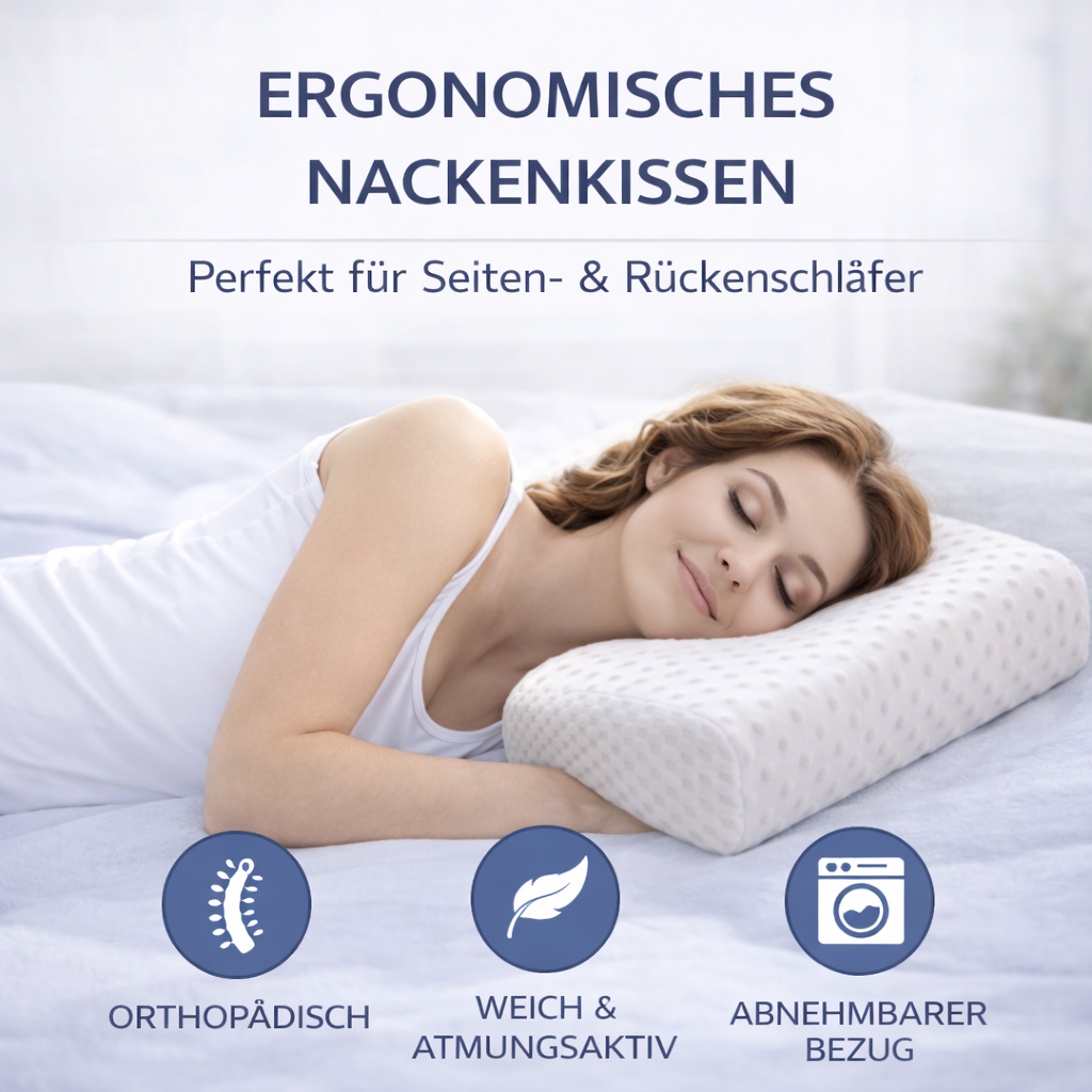 Ergonomisches Nackenkissen – extra weich & atmungsaktiv für erholsamen Schlaf