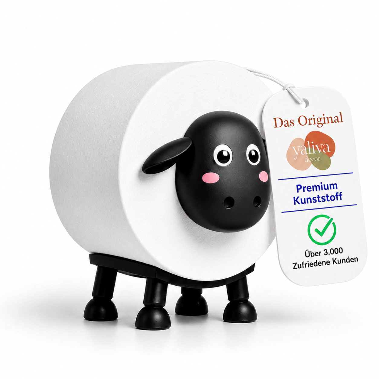 WC Rollenhalter Schaf - Lustiger Toilettenpapierhalter als Deko für Badezimmer | Kreatives Rollenregal in Tierform für 1 Rolle - Schaf Deko schwarz