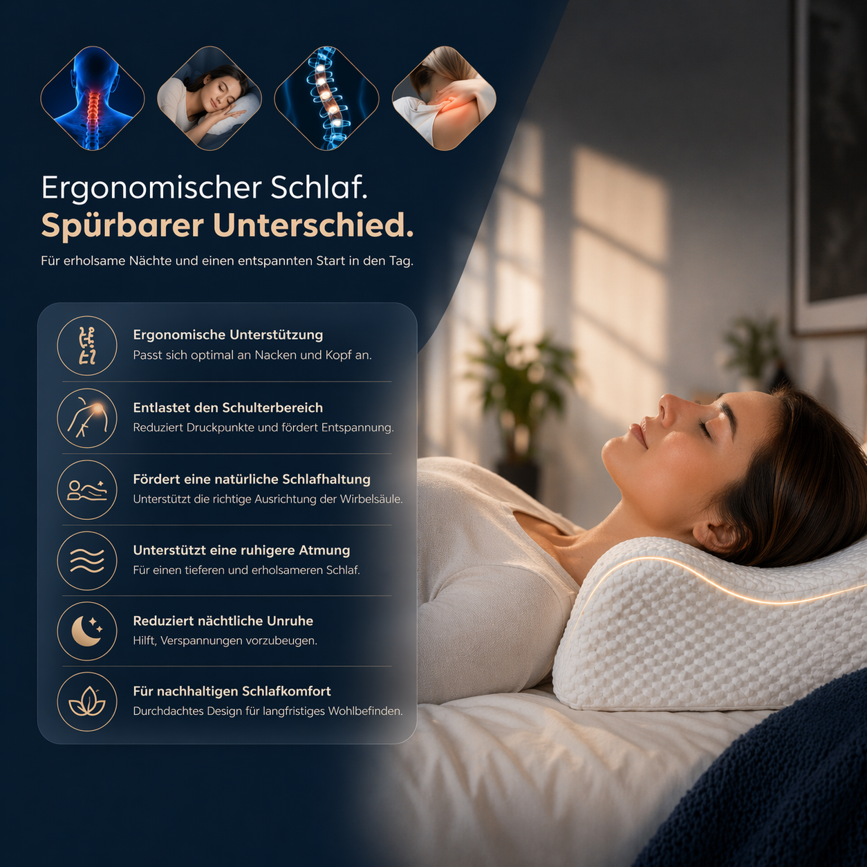 Ergonomisches Nackenkissen – extra weich & atmungsaktiv für erholsamen Schlaf