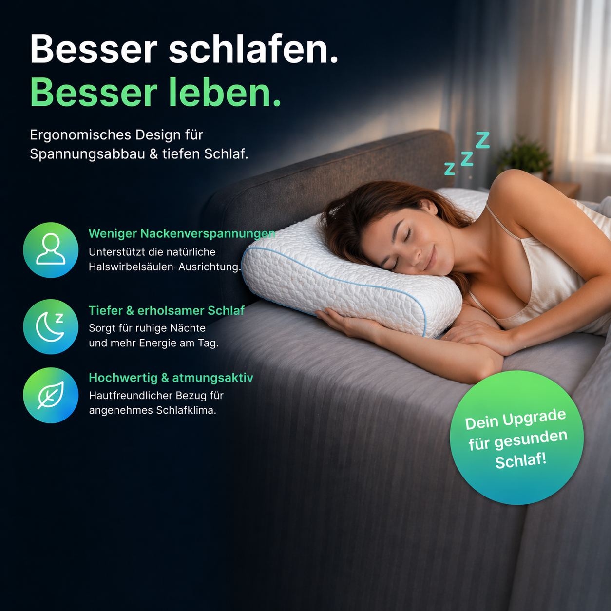 Ergonomisches Nackenkissen – extra weich & atmungsaktiv für erholsamen Schlaf