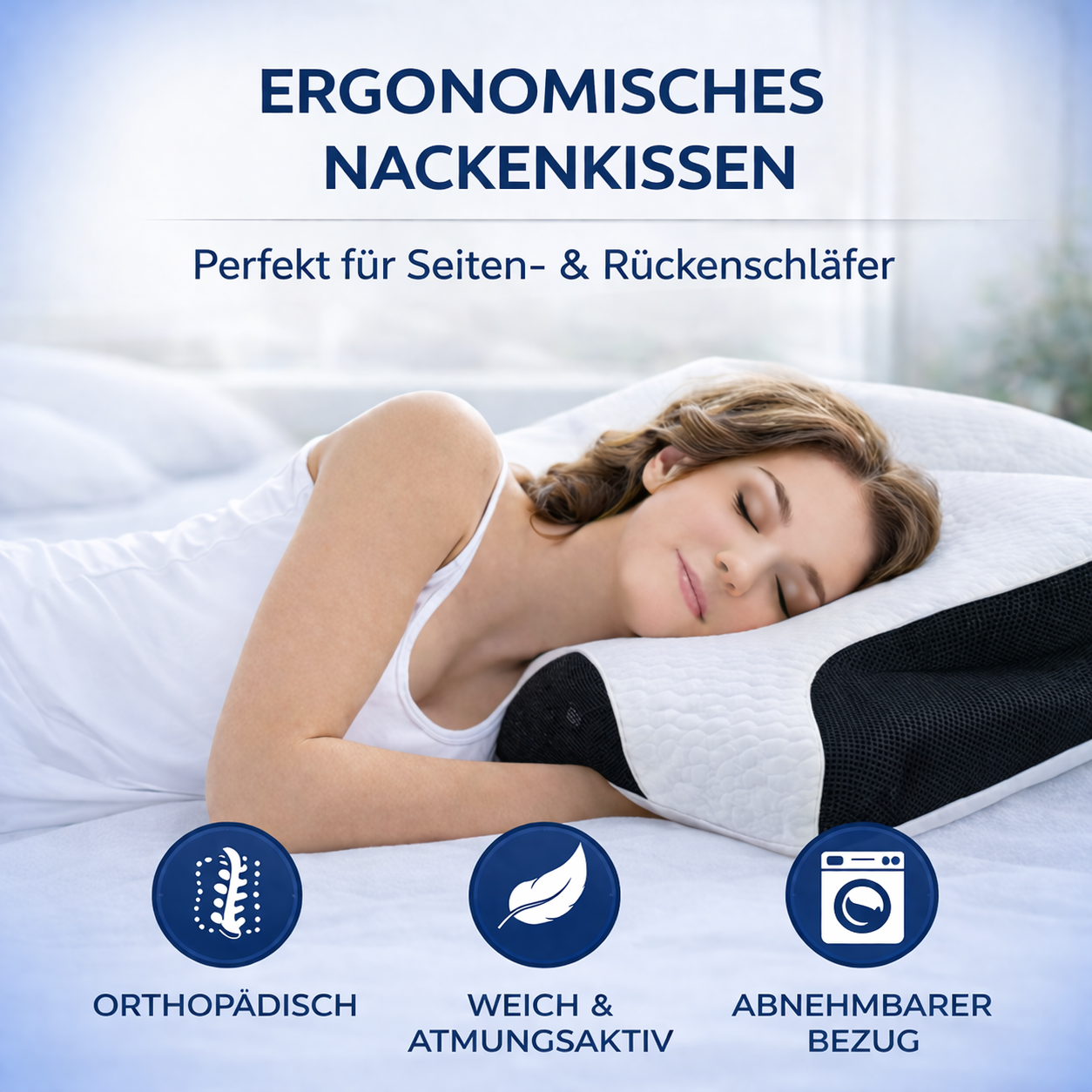 2 Stück Nackenkissen Kopfkissen Ergonomisches Orthopädisches Kissen Gegen Nackenschmerzen Memory Foam Kissen Seitenschläfer 2er Set YaLiva_Decor®