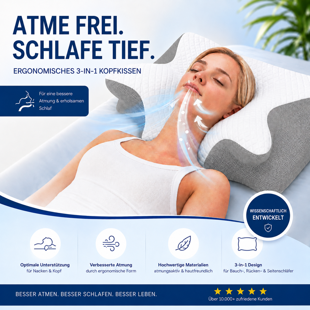 Ergonomisches Nackenkissen Memory Foam Grau