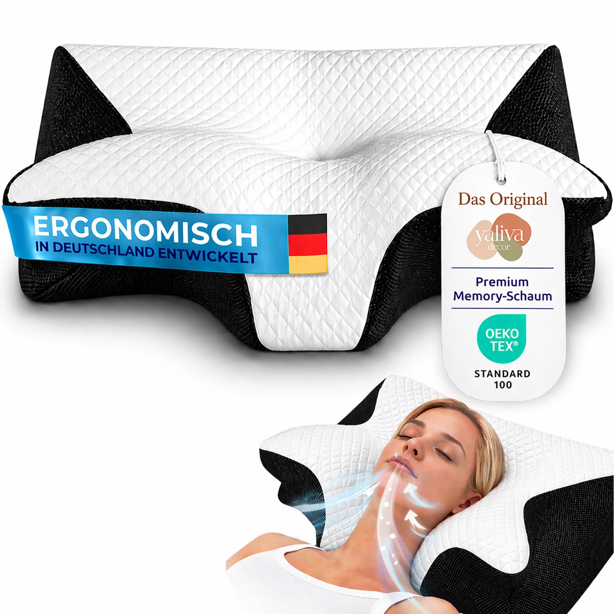 Kopfkissen Ergonomisches Nackenkissen Memory Foam Schwarz