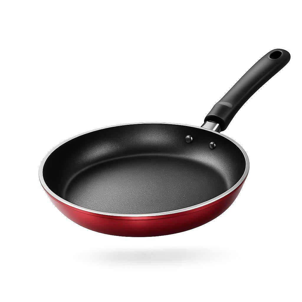 Pfanne Bratpfanne 24 cm Gusseisen Antihaft Induktionspfanne Gasherd Küchenpfanne Ø 24 cm Leichte Reinigung Rot Universalpfanne YaLiva_Decor®