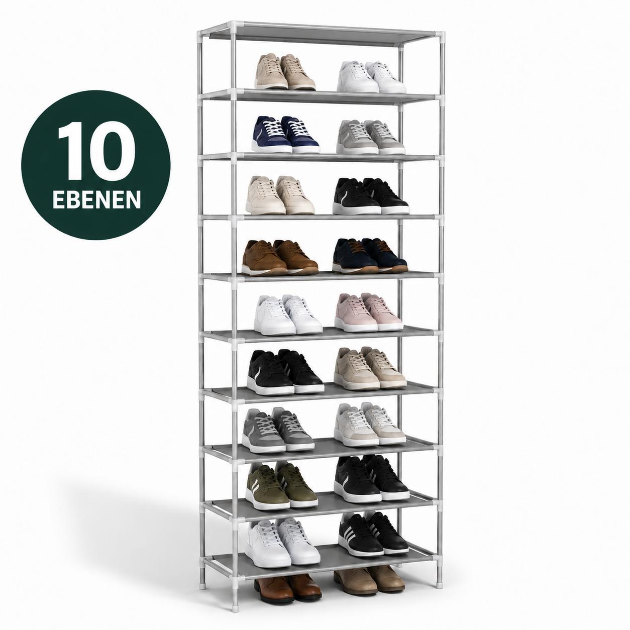 Schuhregal Schuhschrank Schuhständer 55x27x155cm Metall Höhenverstellbar bis 35 Paar Schuhe Aufbewahrungssystem YaLiva_Decor®