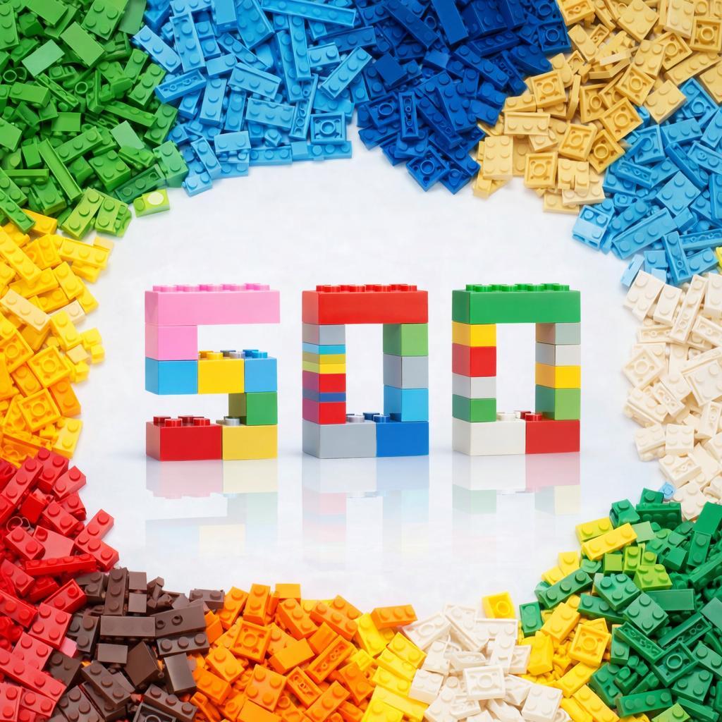 Baustein Set 500 Stück Mix l Bausteine für Kinder Kreatives Bauen Verschiedene Steine Farben Formen Lernspielzeug Bauset