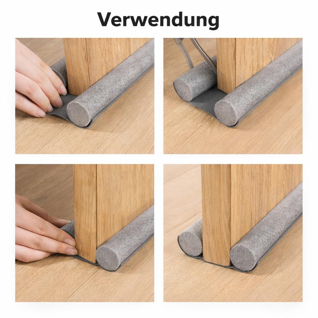 6 Stück Zugluftstopper Türbodendichtung Türdichtung Set Grau Windschutz Türstopper Energiesparen Schallschutz Kälteschutz