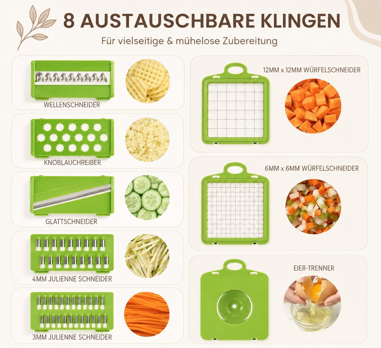 Gemüseschneider Gemüsehobel Würfelschneider Gemüsehacker 13 in 1 Gurkenschneider Kartoffelschneider Küchenhelfer Obstschneider YaLiva_Decor®
