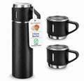Thermosflasche Set mit Becher Thermoskanne Thermosbecher Isolierflasche Outdoor Heiß Kalt Vakuum Reisebecher 2 extra Bechern Auslaufsicher Edelstahl