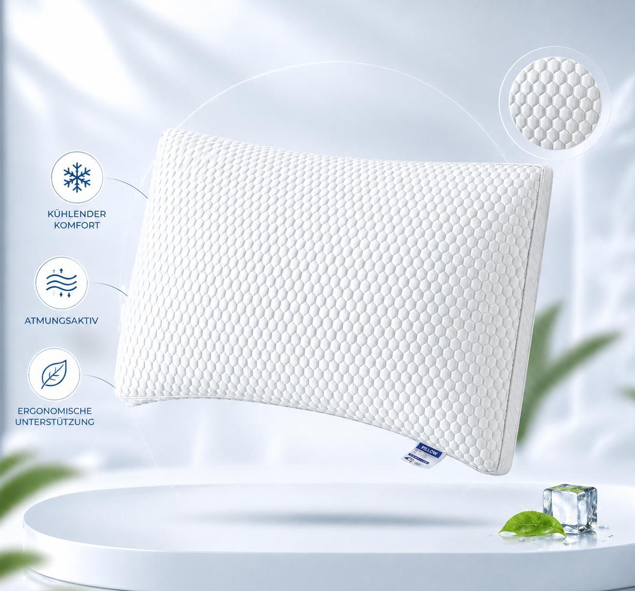 Kühles Kopfkissen Ergonomisch Atmungsaktiv Sommer Kissen Nackenkissen Weich für alle Schlafpositionen Komfort Schlafkissen YaLiva_Decor®