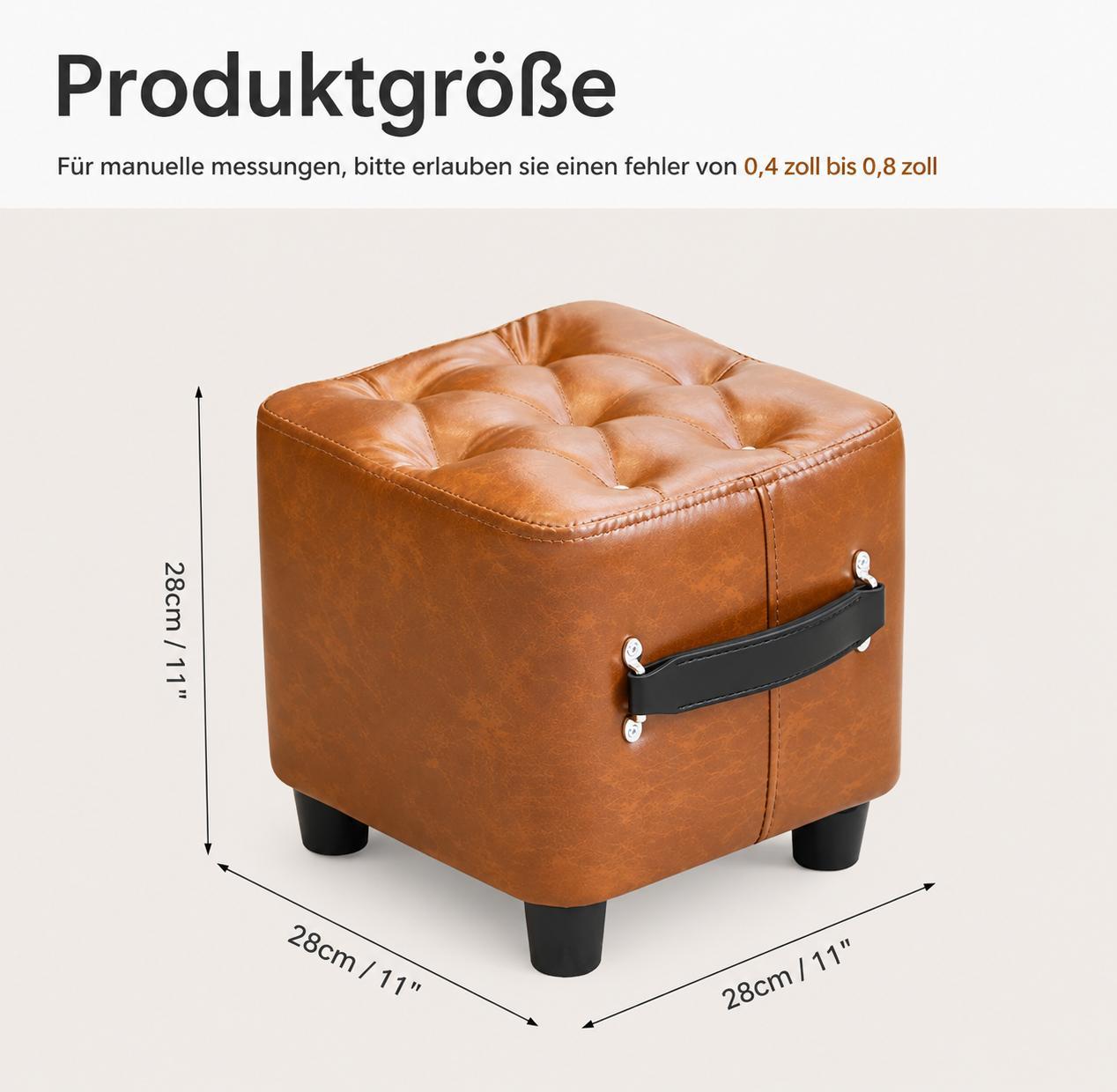 Hocker Fußhocker Sitzhocker Kunstleder Braun 30cm Fußablage Beinstütze Wohnzimmer YaLiva_Decor®