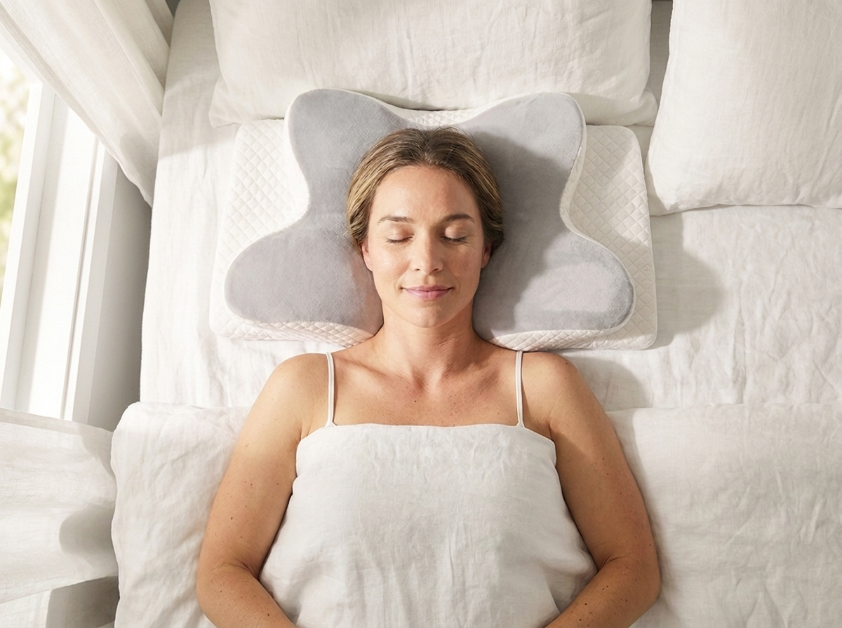 Ergonomisches Nackenkissen & Kopfkissen Hellgrau Memory Foam Orthopädisch